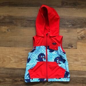 Patagonia Baby Baggies Vest with Hood Unisex Hammerhead Shark Red Size 2T